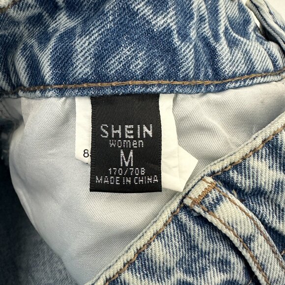 Shein Straight Leg Raw Hem Distressed Women's size M Blue Denim jeans - Picture 5 of 7